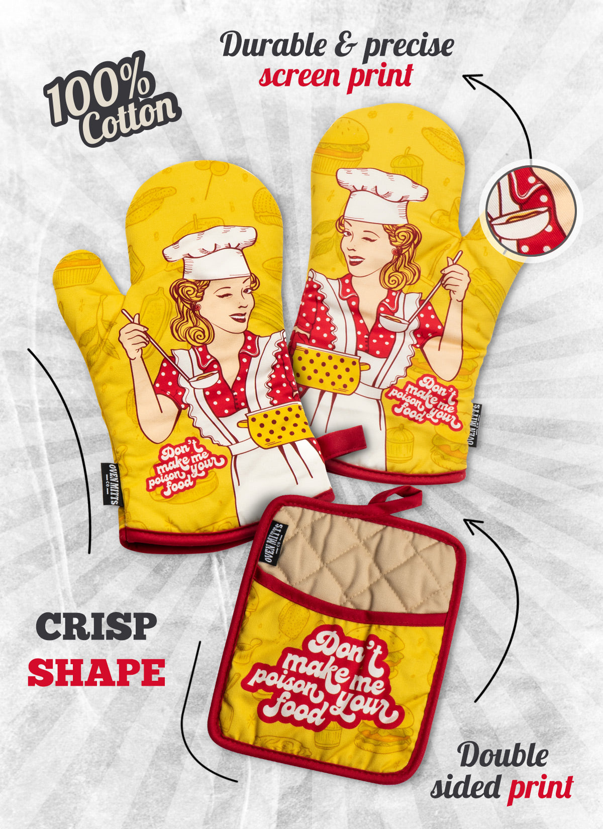 Don't Make Me Poison Your Food Oven Mitts And Potholder Set