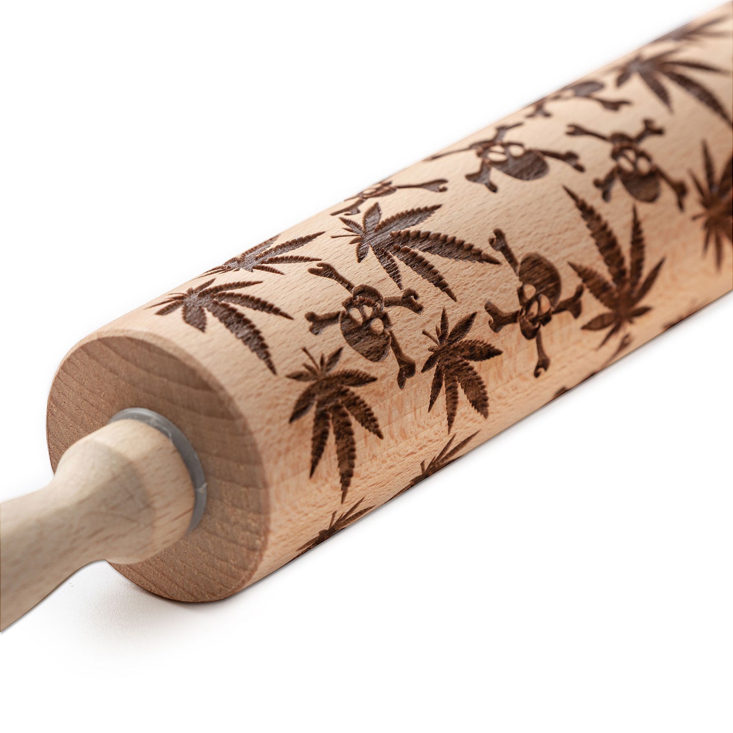 Skulls & Weed Leaves Embossed Pastry Rolling Pin