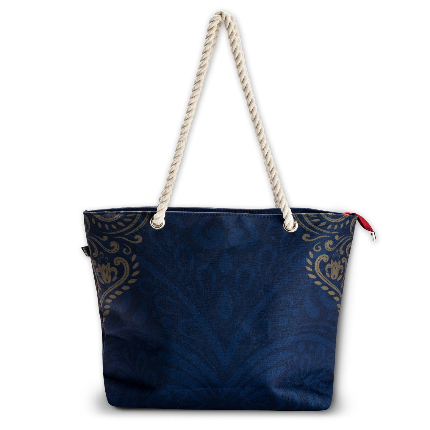 Rose Skull Navy Shoulder Beach Bag back