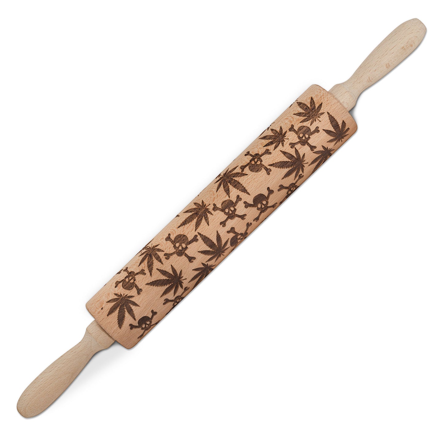 Skulls & Weed Leaves Embossed Pastry Rolling Pin