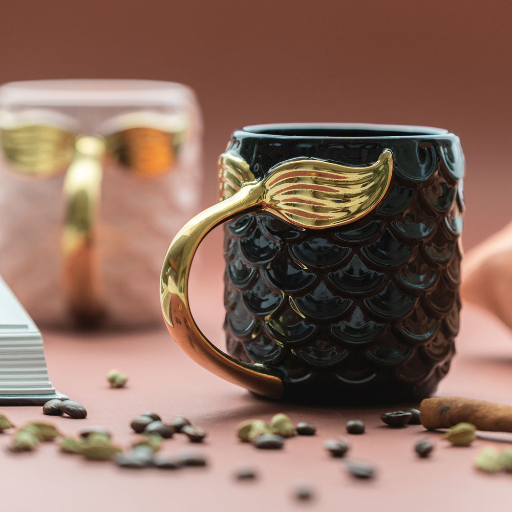 Seas The Day Mermaid Gold Tail Mug