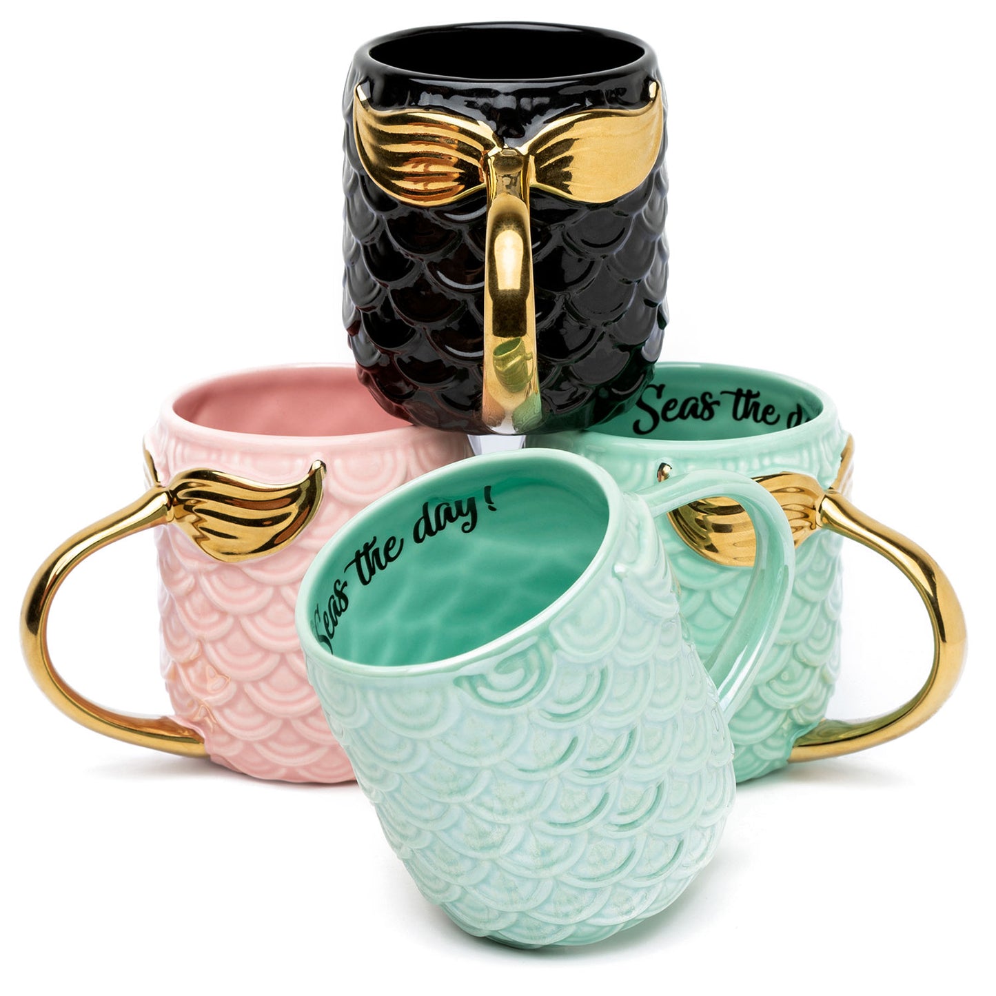 Seas The Day Mermaid Gold Tail Mug