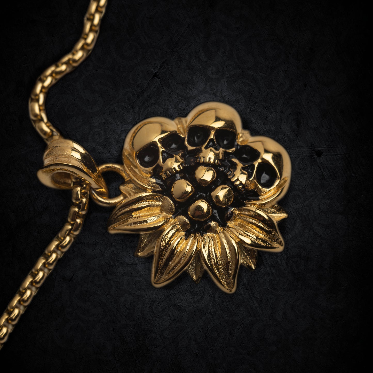 Sunflower Gold Skull Necklace