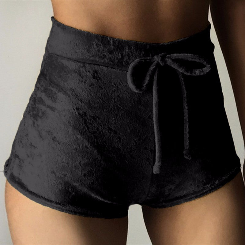 Let's Stay In Velvet Drawstring Shorts