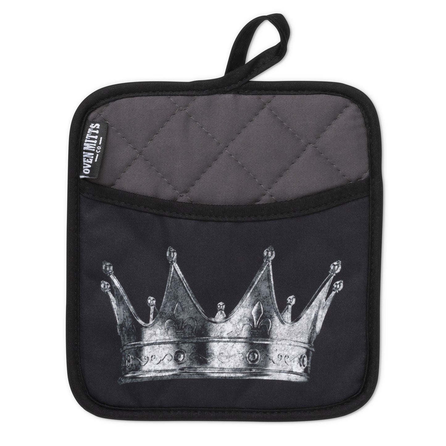 King & Queen Black Skull Oven Potholder  front