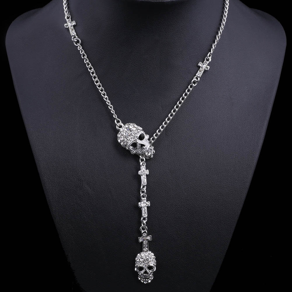 Skulls & Crosses Rhinestone Necklace