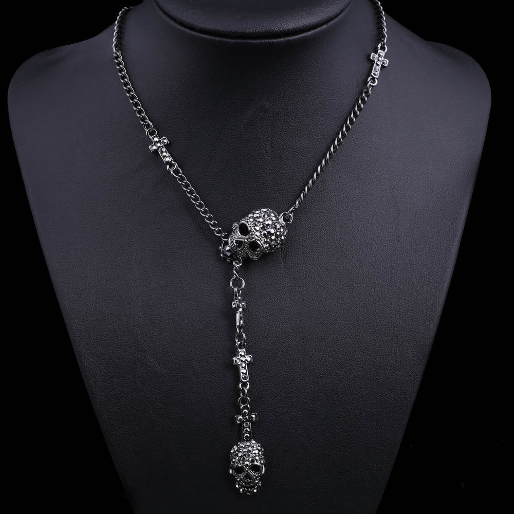 Skulls & Crosses Rhinestone Necklace