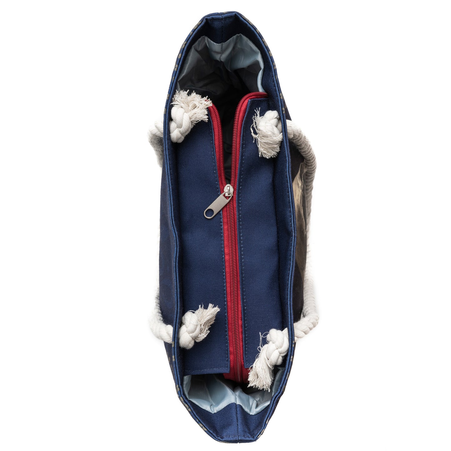 Rose Skull Navy Shoulder Beach Bag inside compartment