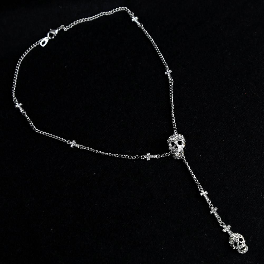 Skulls & Crosses Rhinestone Necklace