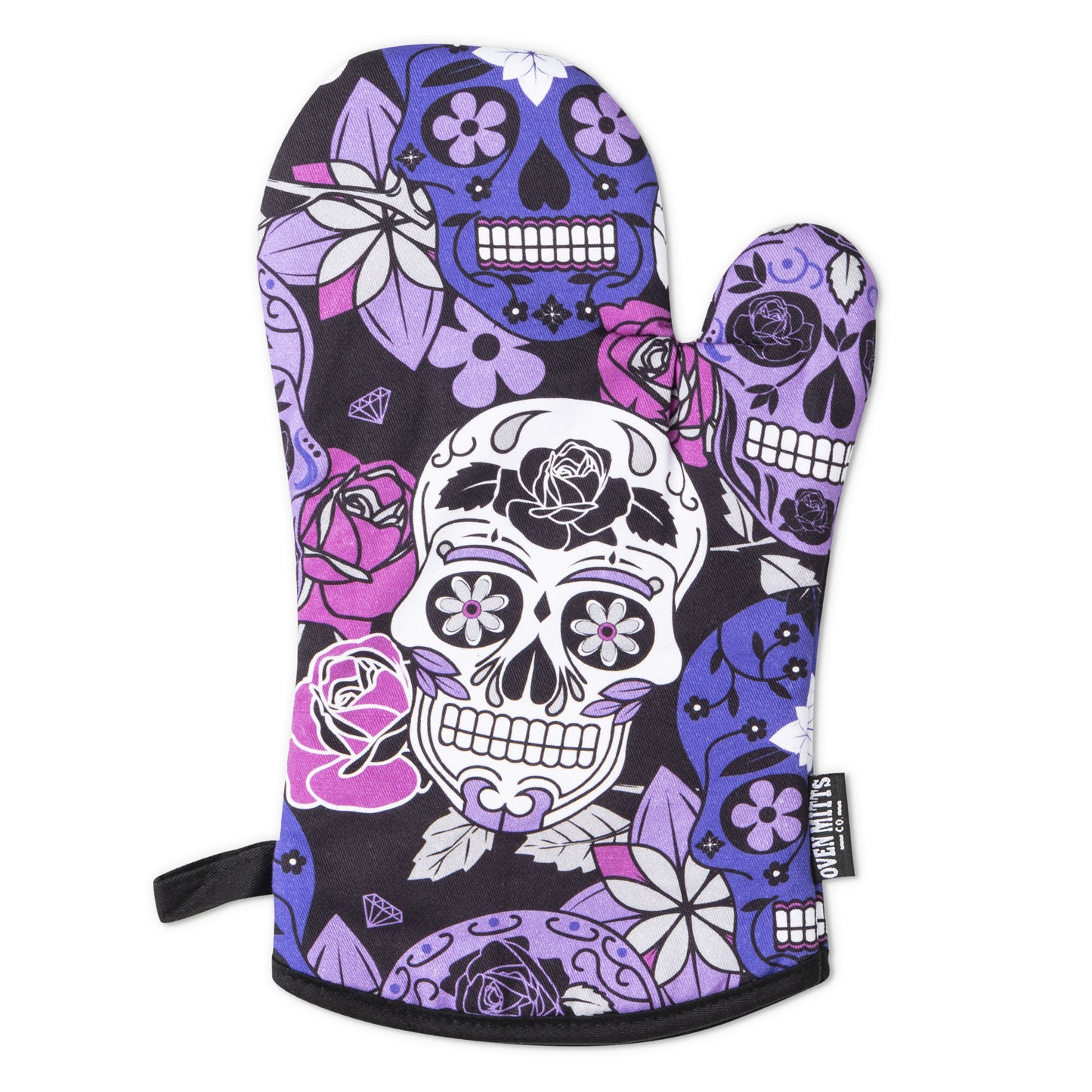 Sugar Skull Calavera Purple Oven Mitts Glove