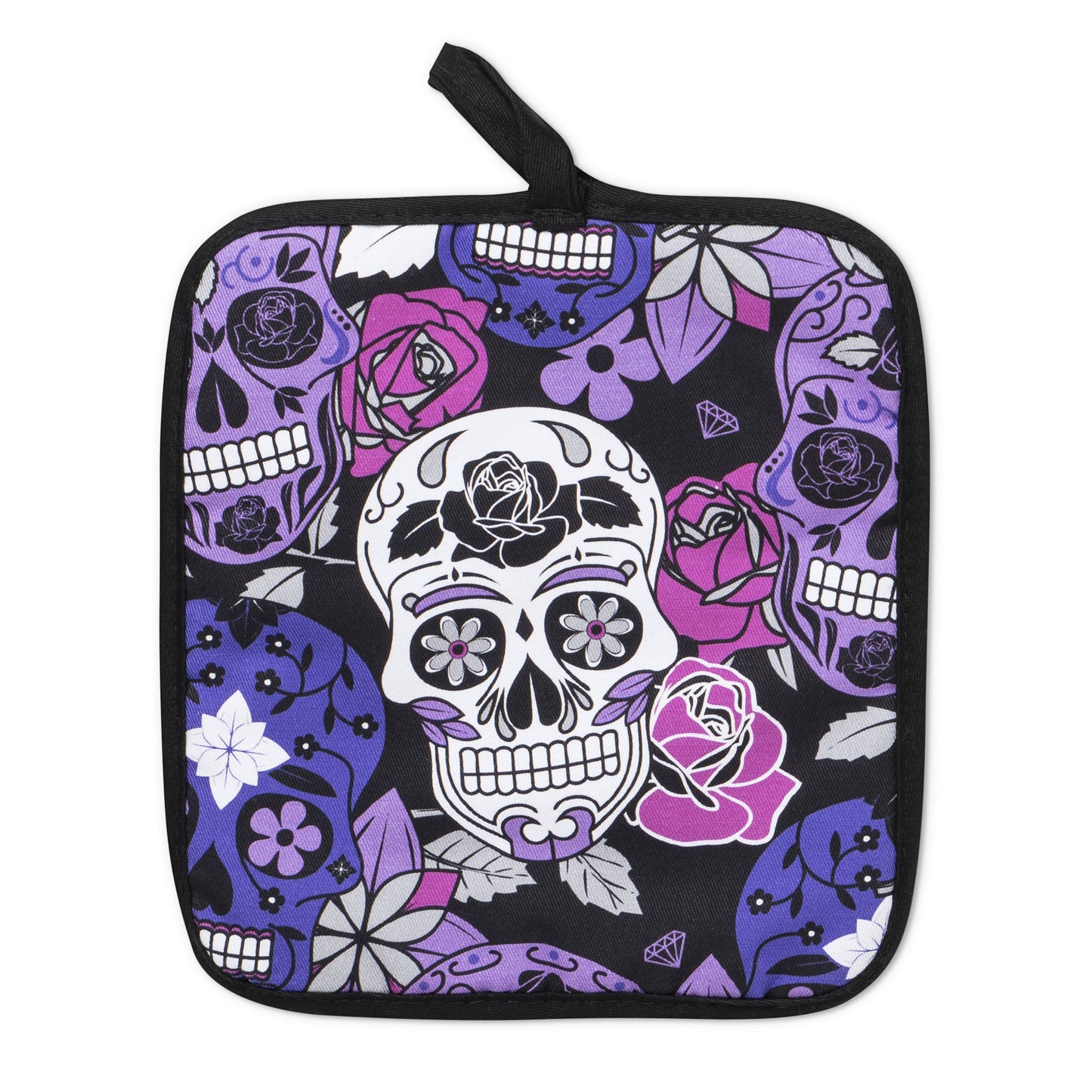 Sugar Skull Purple Oven Potholder back