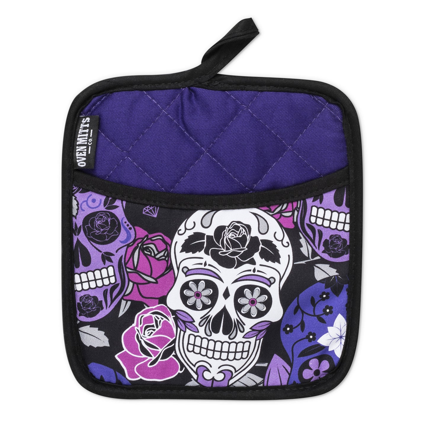 Sugar Skull Purple Oven Potholder Pocket