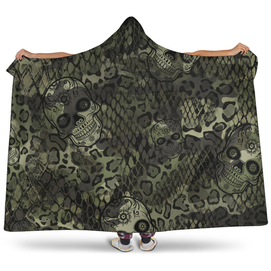 Animal Print Cammo Sugar Skulls Hooded Blanket
