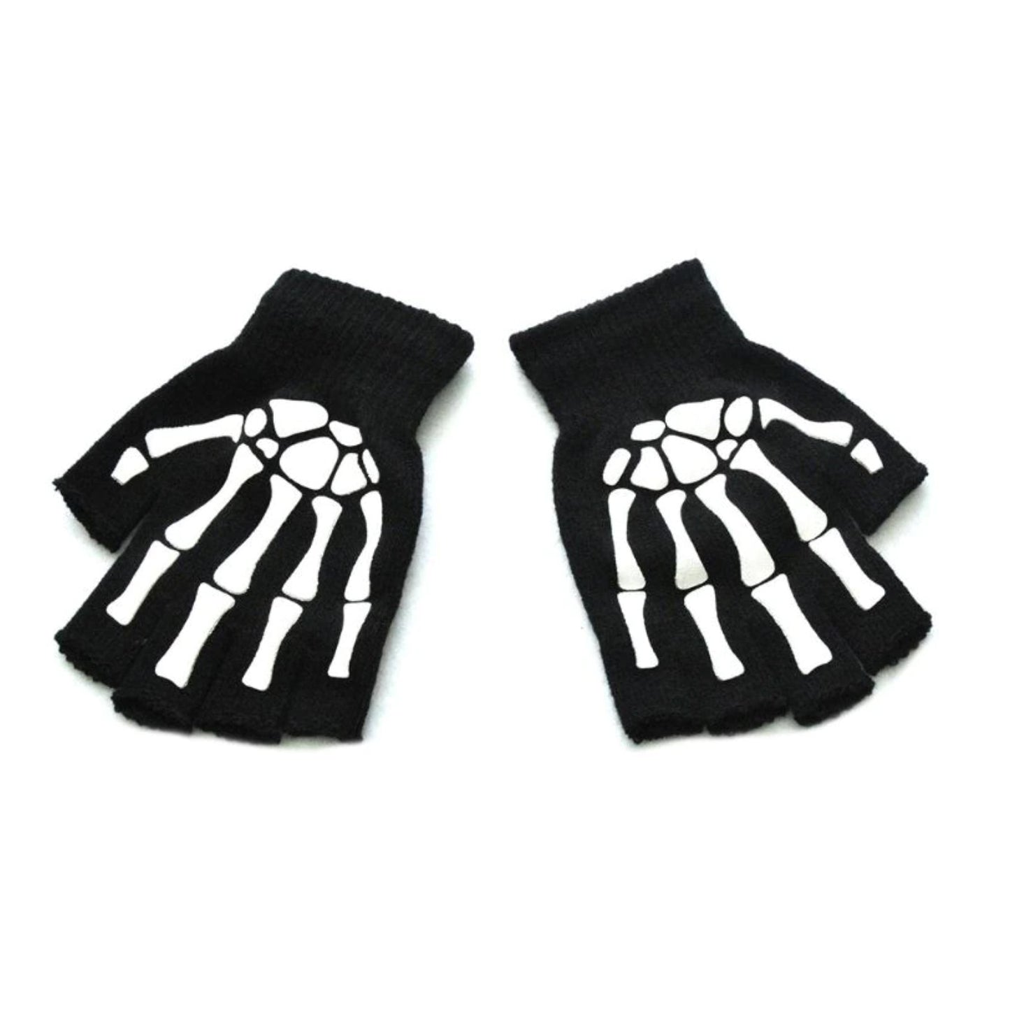 Skeleton Half Finger Gloves - Glow in the Dark