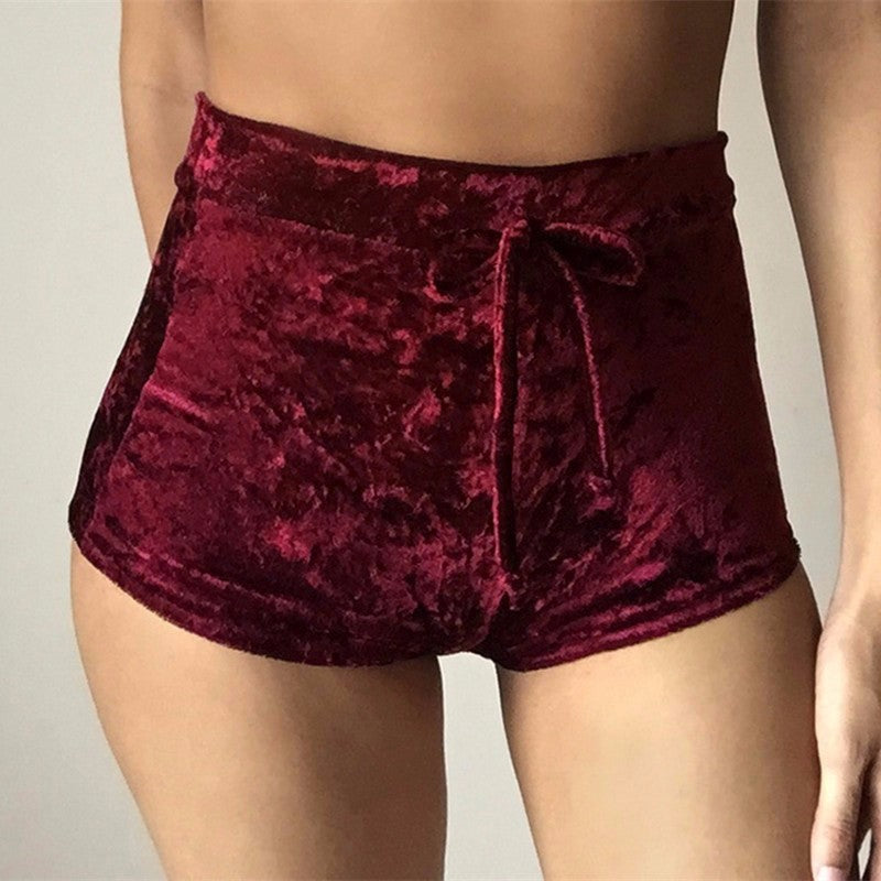 Let's Stay In Velvet Drawstring Shorts