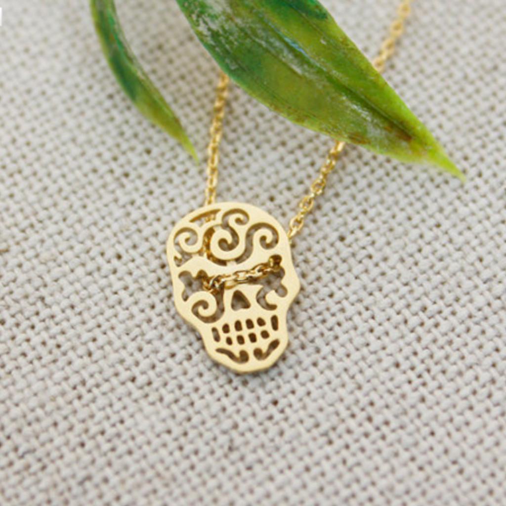 Mini Sugar Skull Charm Necklace