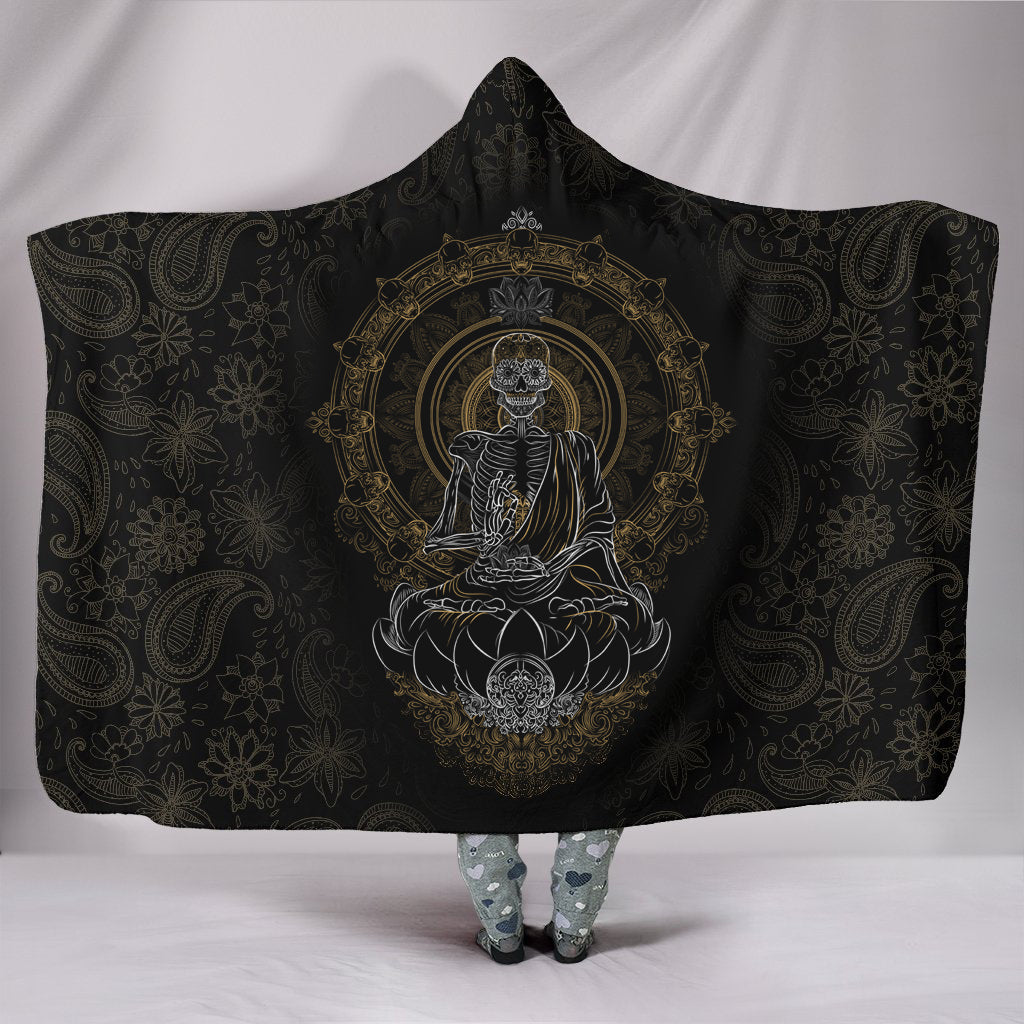 Skullistic Zen Meditating Skeleton Hooded Blanket TF
