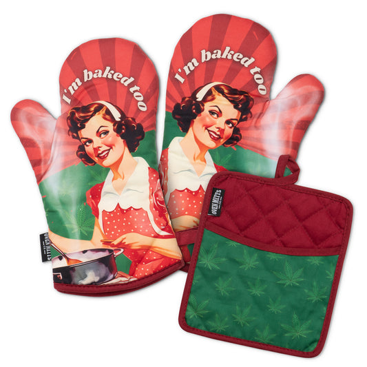 I'm Baked Too Oven Mitts And Potholder Set