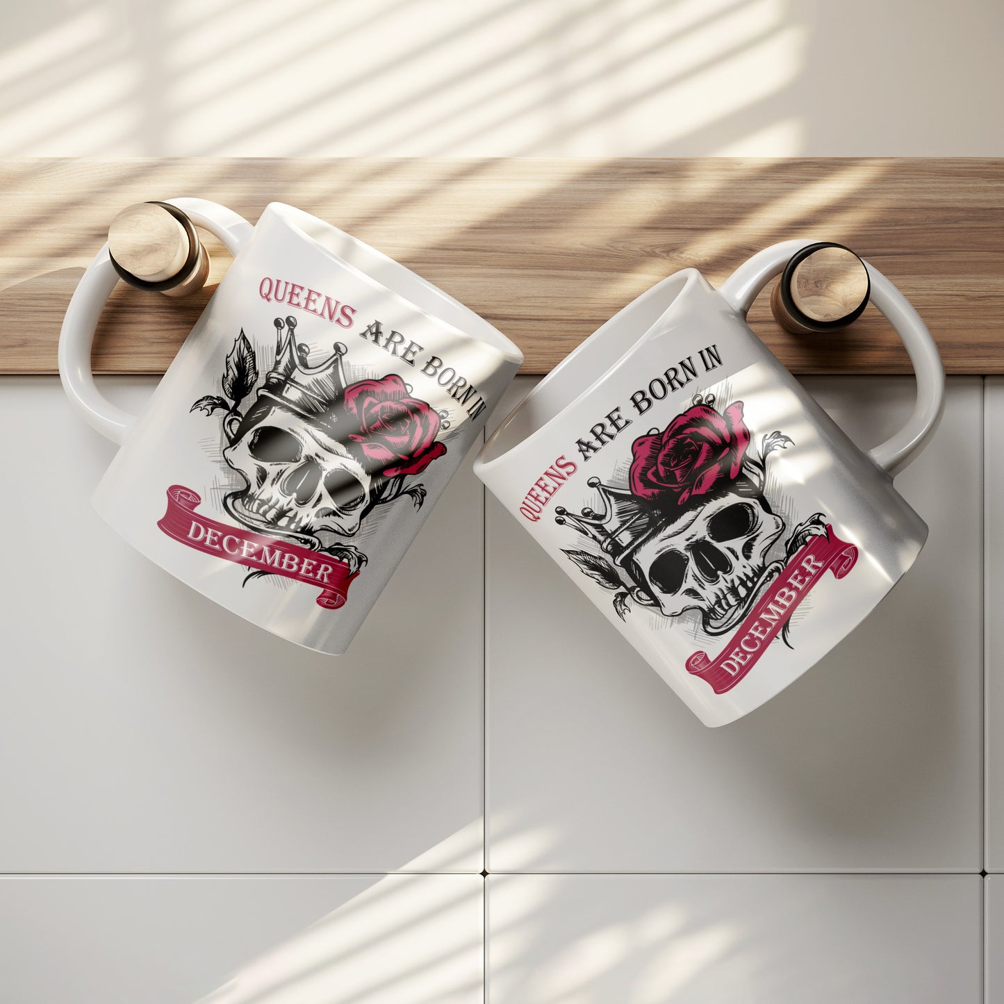 Queens Are Born In December Skull Mug