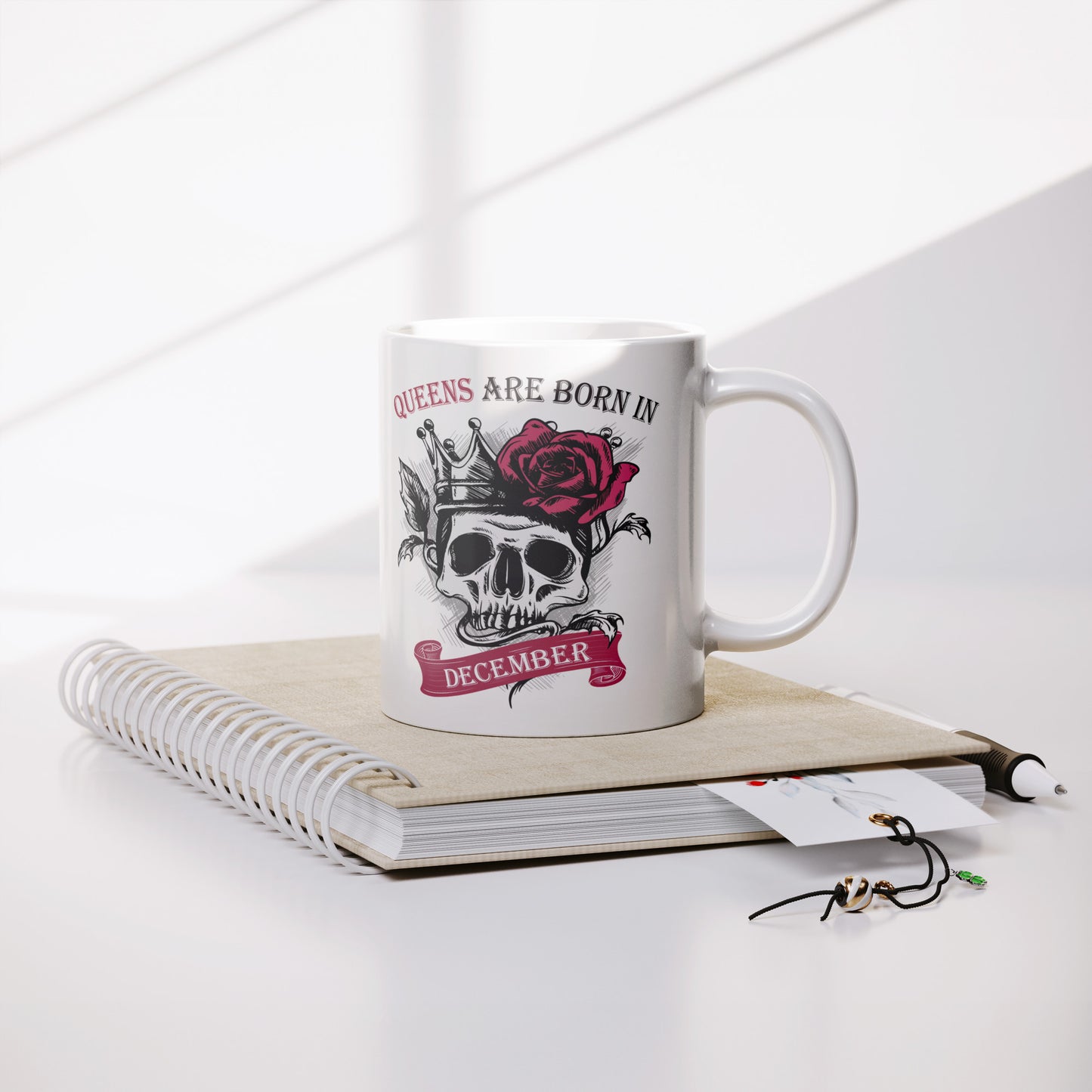 Queens Are Born In December Skull Mug