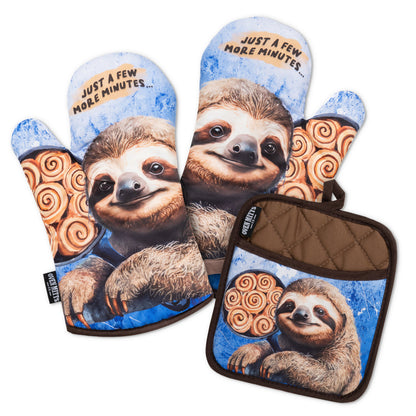 Sloth Just A Few More Minutes Oven Mitts And Pot Holder Set