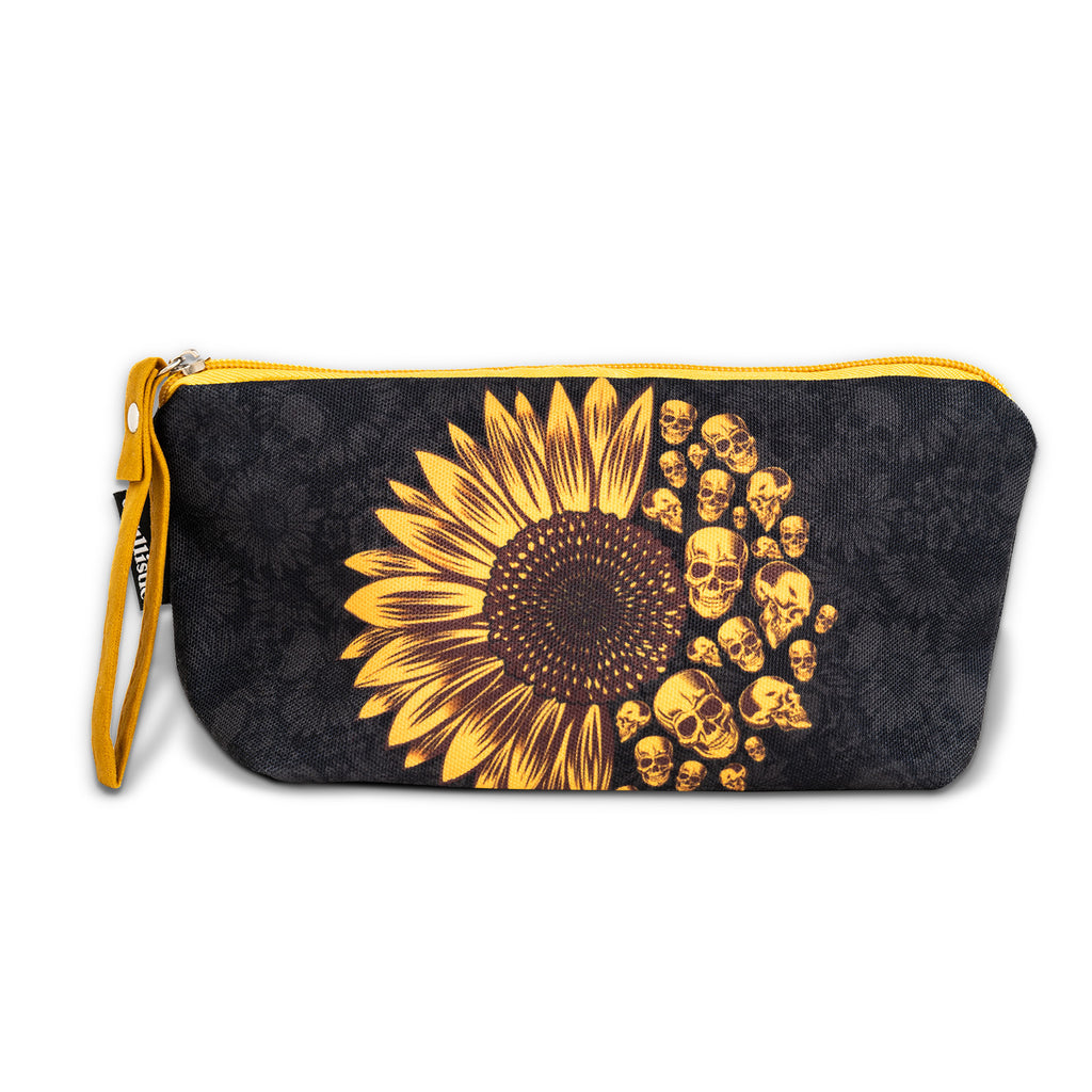 Sunflower Skulls Makeup Bag