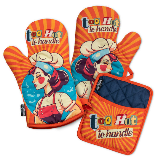 Too Hot To Handle Oven Mitts And Potholder Set