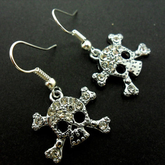 Crystal Skull & Bones Earrings