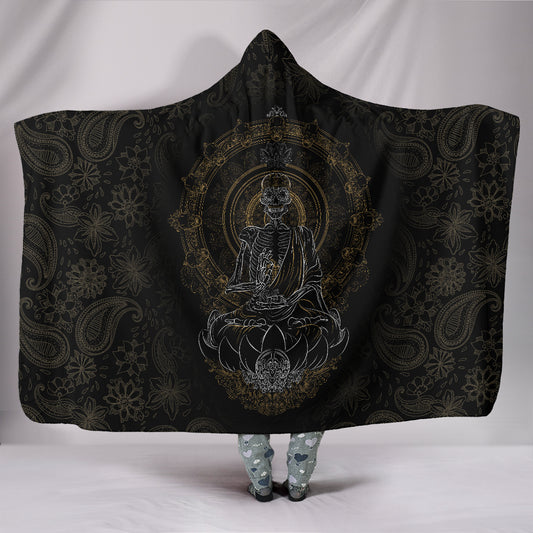 Skullistic Zen Meditating Skeleton Hooded Blanket TF Pillow