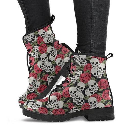 Red Roses and Skulls Women's Boots