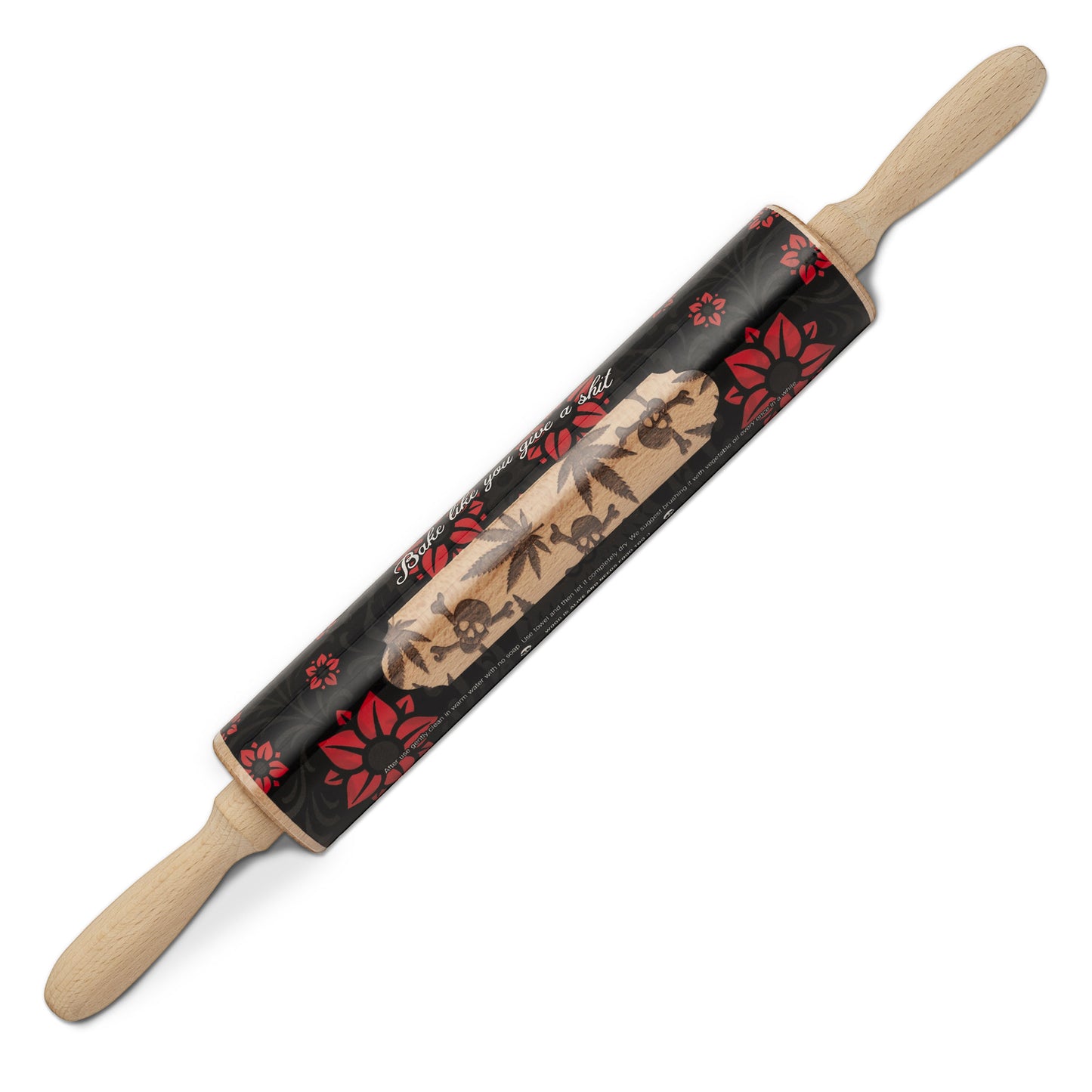 Skulls & Weed Leaves Embossed Pastry Rolling Pin