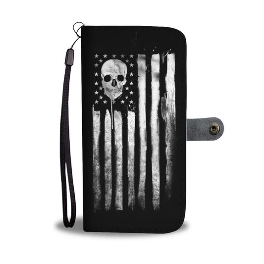 American Skull Nation White Phone Wallet Case