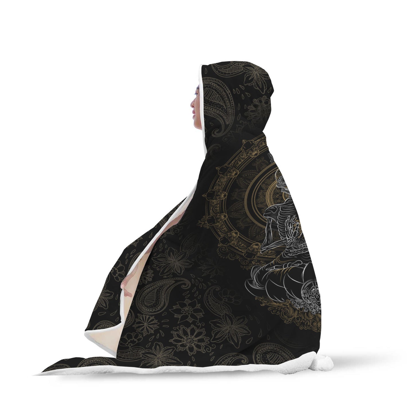 Skullistic Zen Meditating Skeleton Hooded Blanket TF