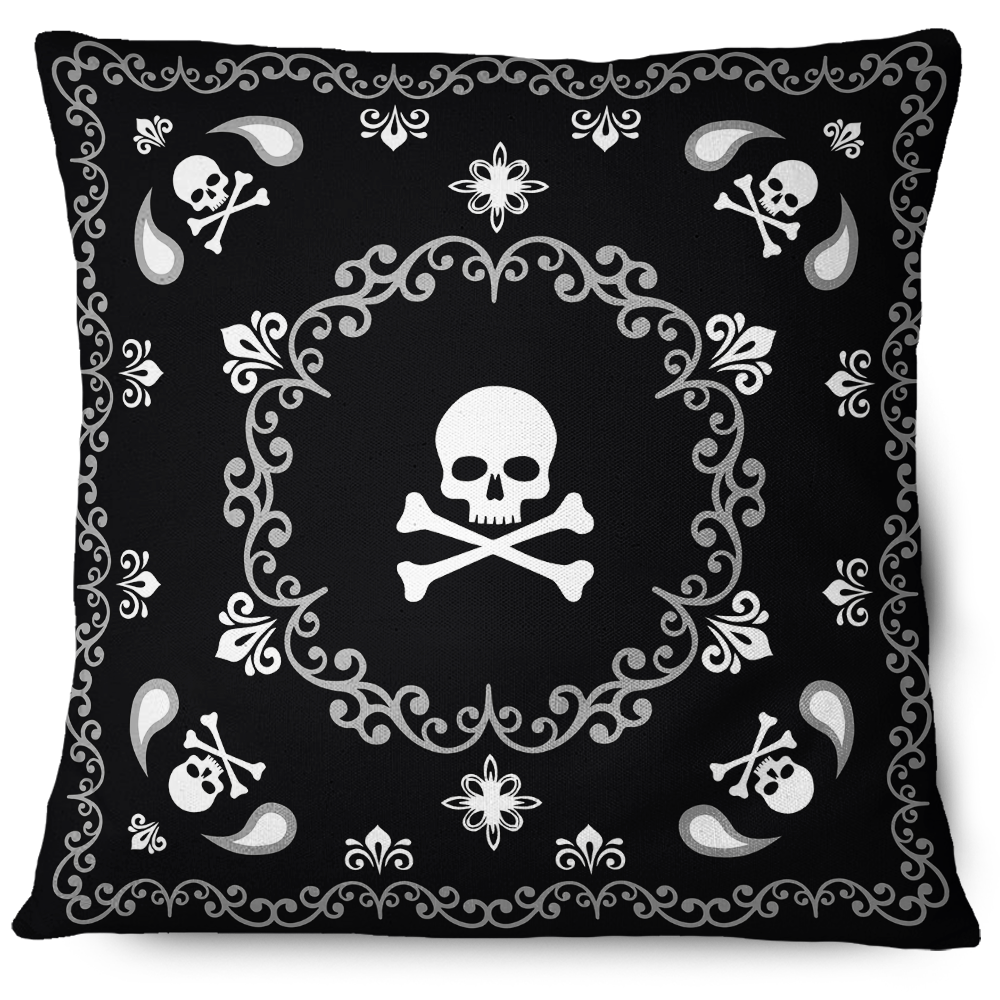 Mandala Skulls Pillow Cover Black
