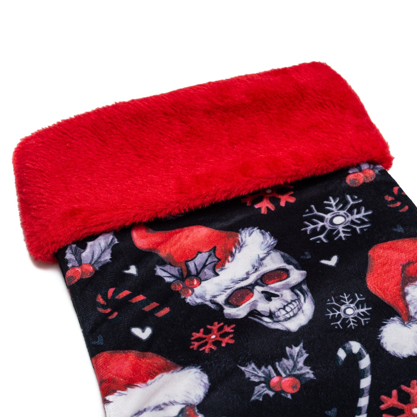 Santa Skulls Christmas Stocking closeup