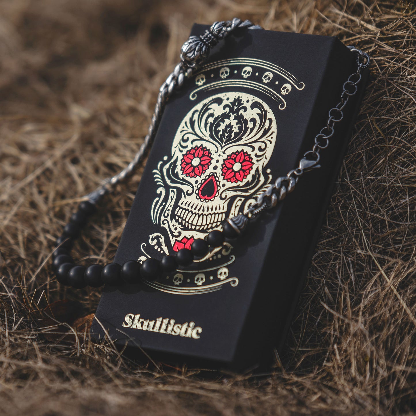 Skullistic Skull Double Layer Obsidian Bracelet packaging