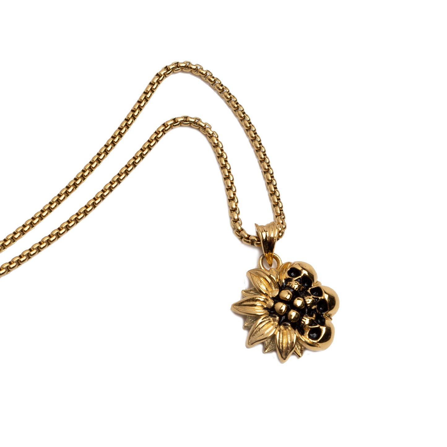 Sunflower Gold Skull Necklace