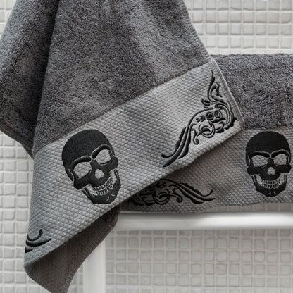 Gothic Skull Embroidery Hand Towel Set