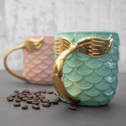 Seas The Day Mermaid Gold Tail Mug