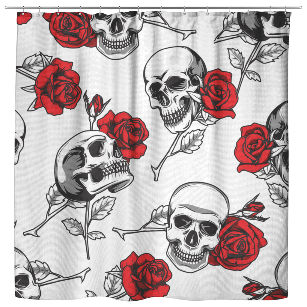 Skullistic Death Rose Shower Curtain2