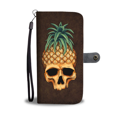 Skullistic Pineapple Skull Brown Wallet Phone Case