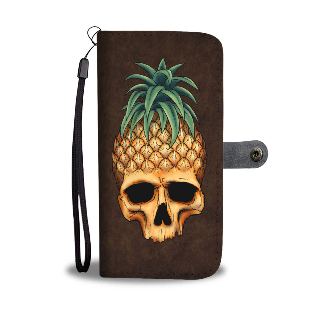 Skullistic Pineapple Skull Brown Wallet Phone Case