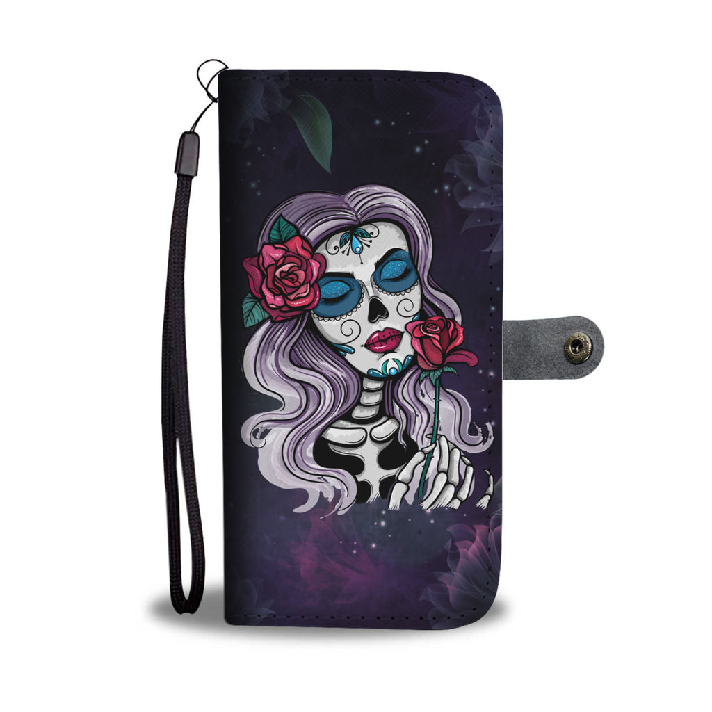Day Of The Dead Skull Wallet Phone Case