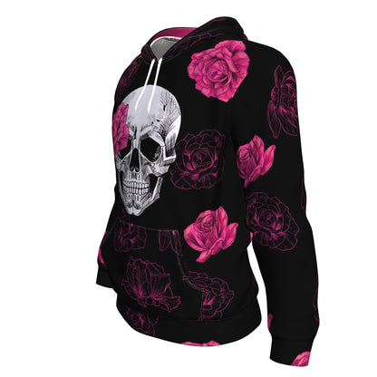 Pink Flower Skull All Over Print Unisex Hoodie