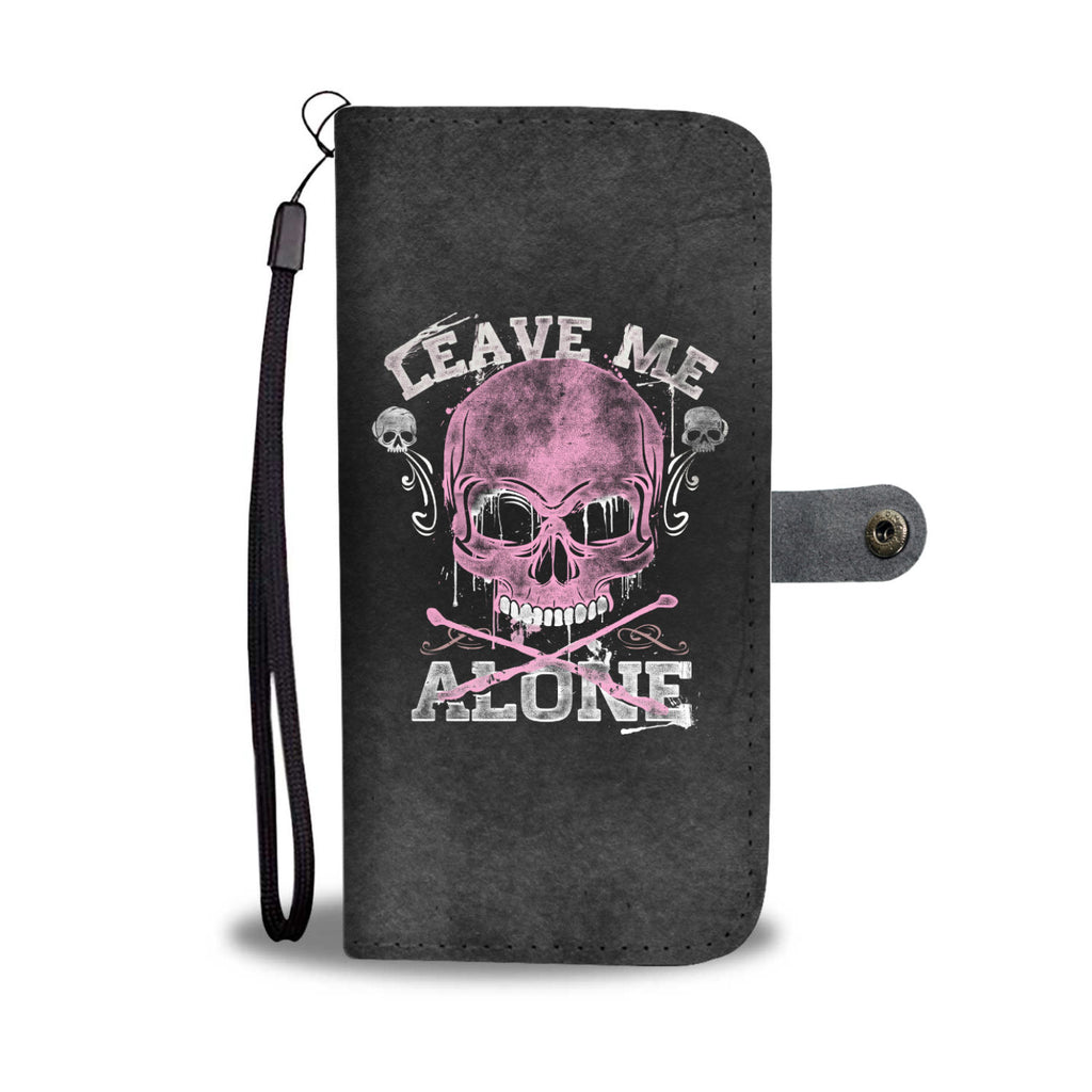 Skullistic Leave Me Alone Phone Wallet Case - Pink Edition