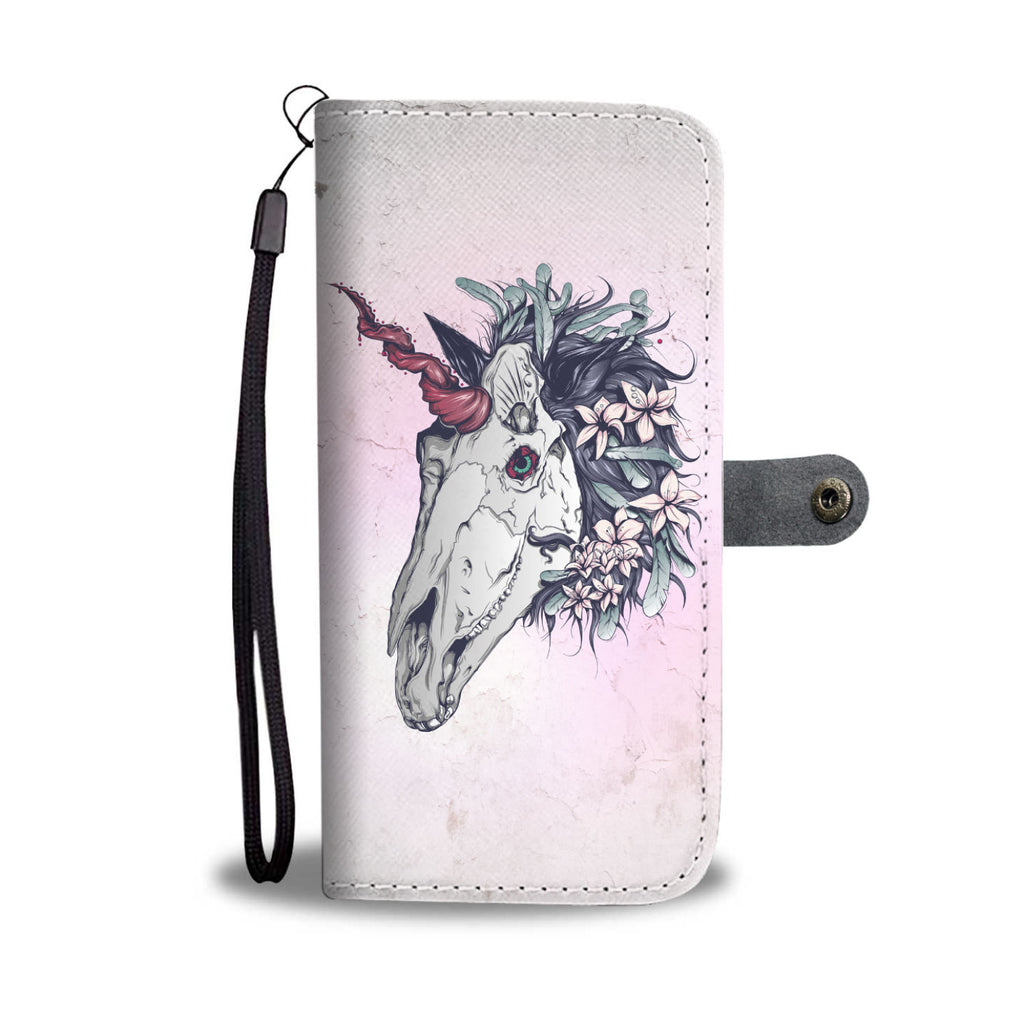 Unicorn Skull Pink Phone Wallet Case