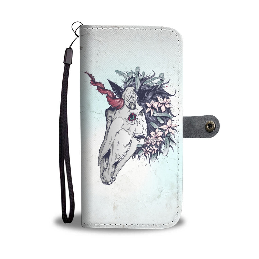 Unicorn Skull Turquoise Phone Wallet Case