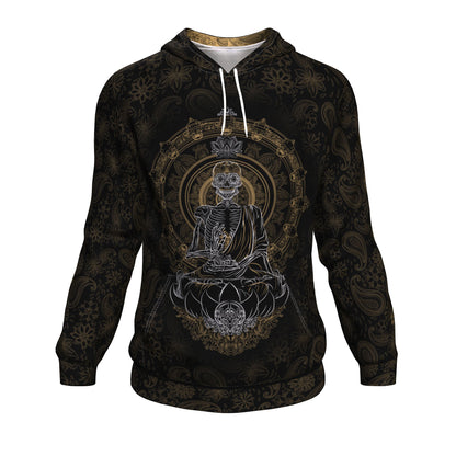 Zen Meditating Skeleton TF All Over Printed Unisex Hoodie