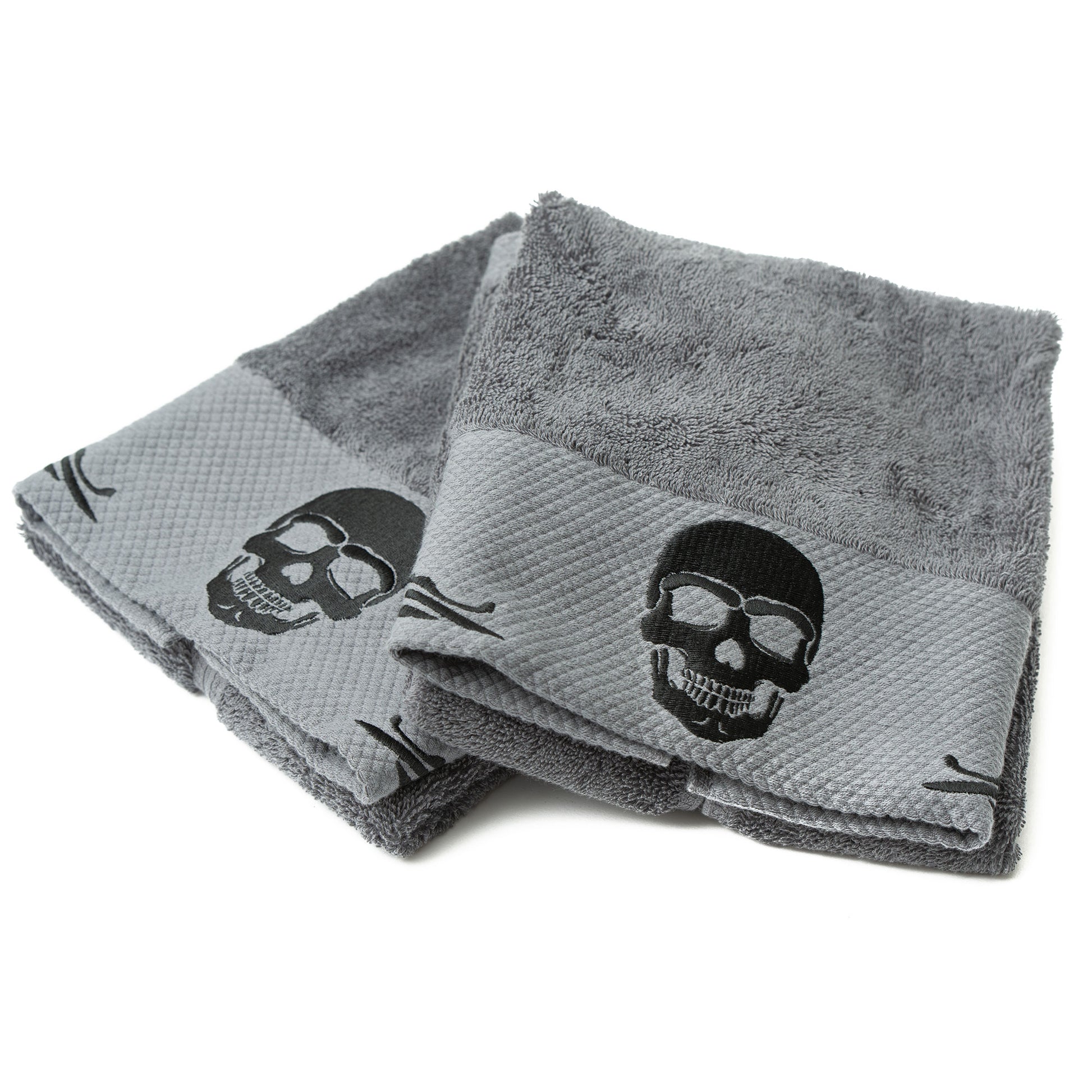 Gothic Skull Embossed black Hand Towel Set side
