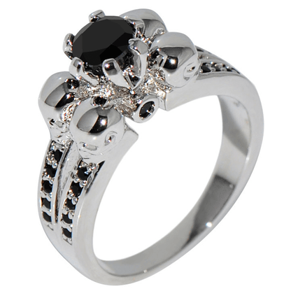 925 Sterling Silver 4 Skulls Cubic Zircon Ring